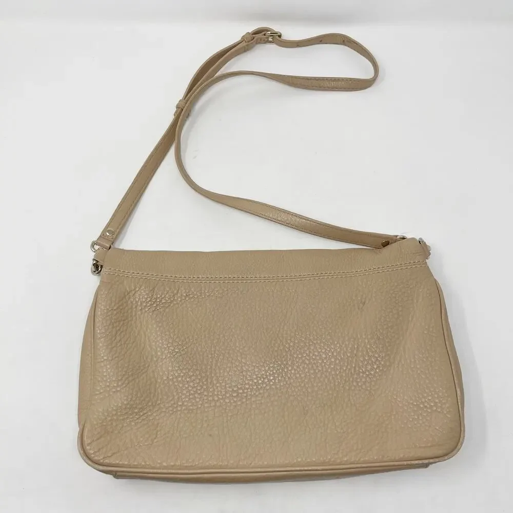 Kate Spade Taupe Cobble Hill Crossbody Leather Bag Flap Top Zip Pocket Pebbled